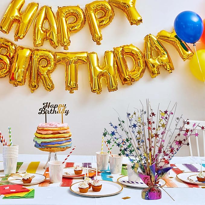 12 Pack Colorful Metallic Foil Spray Centerpiece Star Table Decoration Burst Table Centerpieces for Birthday New Year Wedding Anniversary Graduation Party Supply (Colorful)