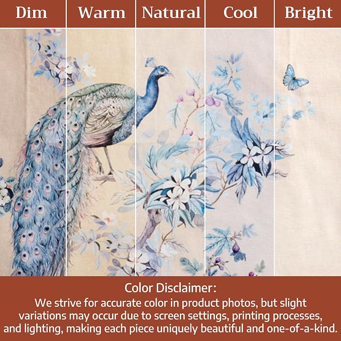 Maison d' Hermine Premium Table Cloth Rectangle Table 100% Combed Cotton 90 x 70 Inches Tablecloth Reusable Decorative for Dining Room Farmhouse Party Festive Wedding - Peacock Utopia - Sandy Beach
