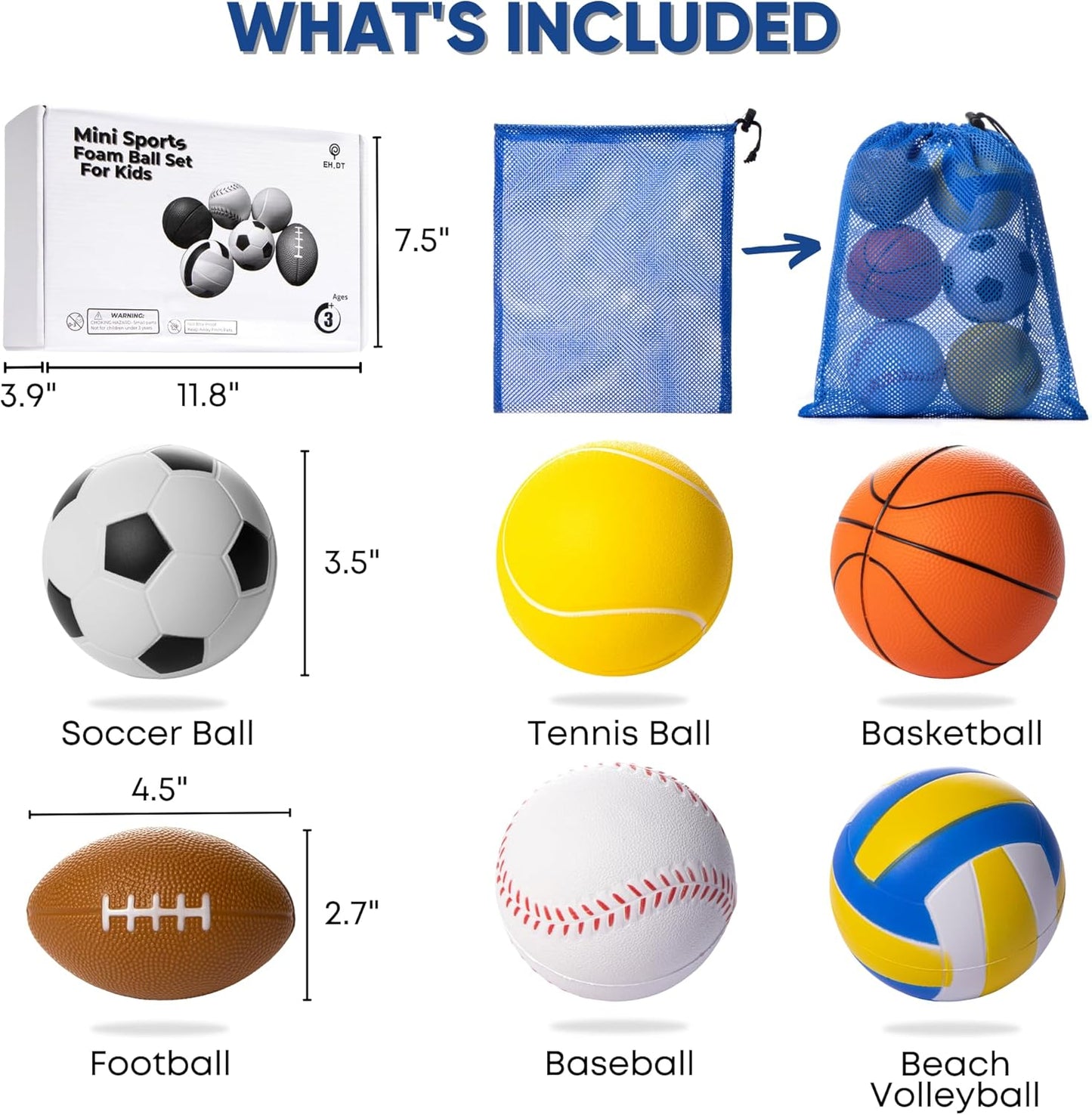 Set Of 6 Mini Sports Foam Balls for Kids, Toddler Ball Toys, Foam Football, Toddler Football, Indoor Baby Soccer, Kids Mini Basketball, Soft Baseball, Volleyball, Small Playground Balls, Baby Ball Toy