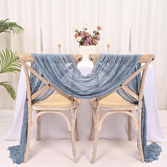 25 Pack Dusty Blue Cheesecloth Table Runner 17 x 108 Inch Fall Thanksgiving Boho Rustic Farmhouse Gauze Cheese Cloth Runner for Wedding Party Baby Shower Home Decor Holiday Decorations
