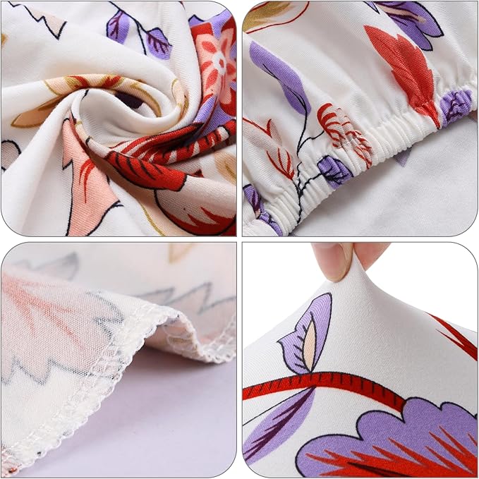 Fuloon Chair Covers for Dining Room 4 Pack, Printed Stretch Dining Slipcovers, Washable Kitchen Slip Covers for Parson Chair, Flower Cluster Printed, Set of 4