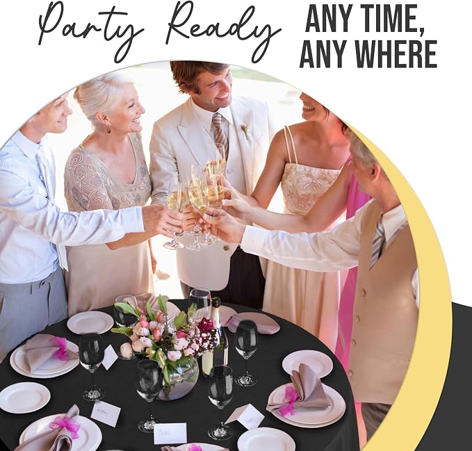 Exquisite Black Round Tablecloths Plastic Table Cloth Disposable 48 Pack 84" Inch Round Table Cloth Disposable Black Tablecloths Plastic Tablecloth Indoor/Outdoor Tablecloth Party Supplies