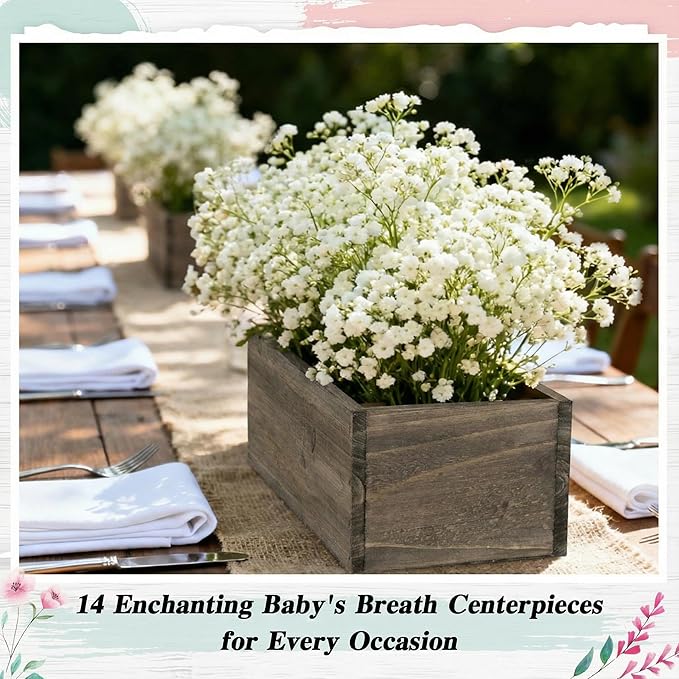 Dandat 4 Set Wood Boxes for Centerpieces 12x4 Inch Rectangle Wooden Planter Box Rustic Wooden Planters with Removable Plastic Liner Floral Foam Blocks for Christmas Wedding Home Garden Decor(Brown)