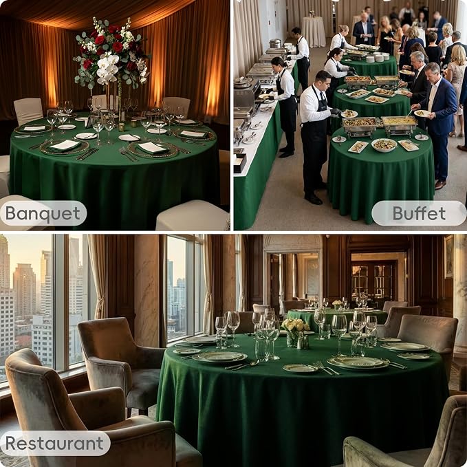 8 Pack Round Tablecloth 90 Inch Hunter Green Table Cloth for Round Tables, Washable Polyester Dark Green Table Cloth Stain and Wrinkle Resistant Decorative Table Cover for Wedding Party Dining Banquet
