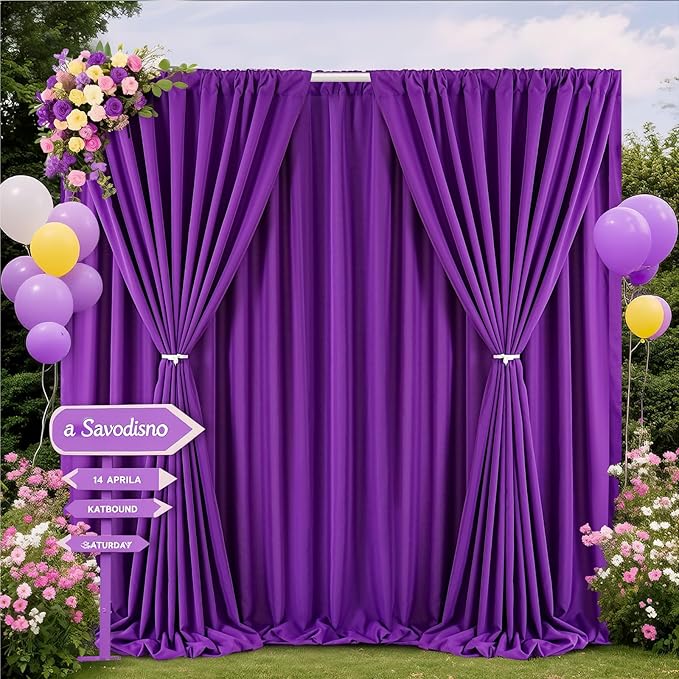 Purple Backdrop Curtains Birthday Background: Polyester Backdrop Panel Fabric 10ftx8ft Wall Back Drop Halloween Stage Wedding Decorations