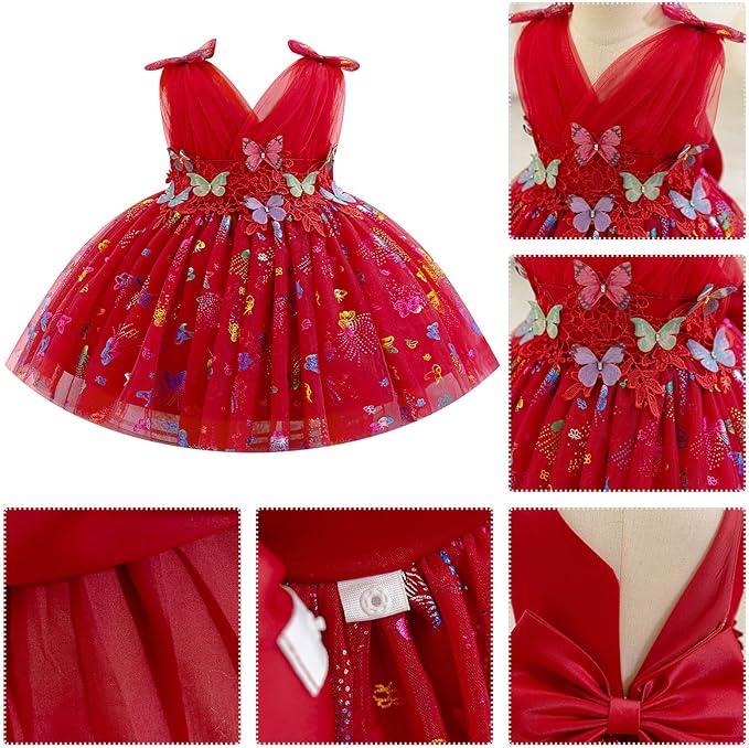 Baby Girls Butterfly Birthday Dress Baby Girl 3D Butterfly Princess Dress Photography Wedding Cake Crush