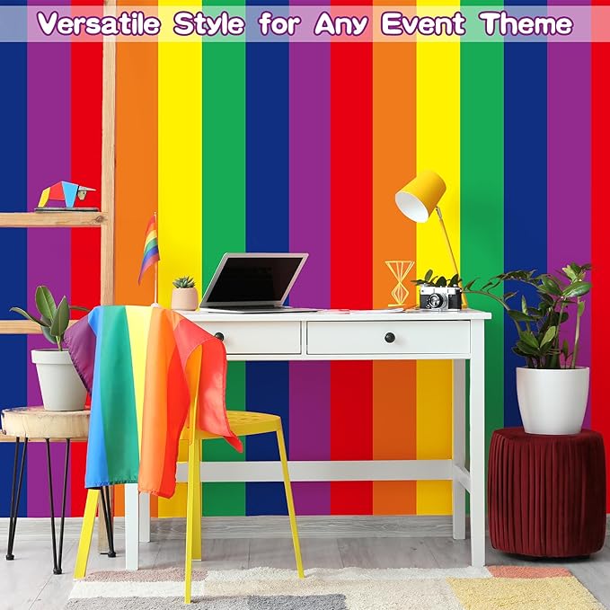 Kochorie 100 Ft x 54 Inch Rainbow Tablecloth Roll with Cutter Box Gay Pride Tablecloth Cut to Size Table Cover Disposable Rainbow Pride Backdrop for Indoor Outdoor Events Party Supplies