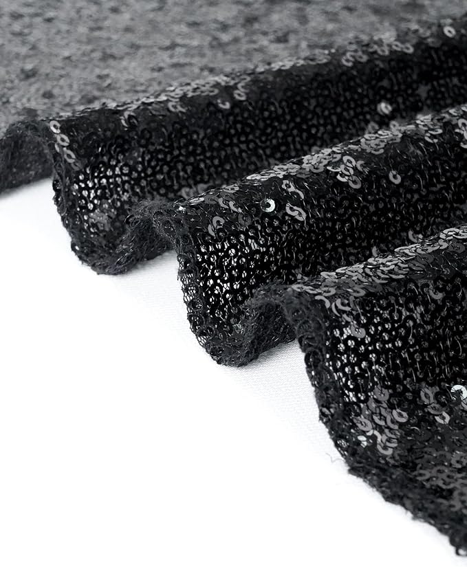 Eternal Beauty Black Tablecloth, 60x102 Inch Sequin Rectangle Table Cover for Cake Dessert Exhibition Party Birthday Events