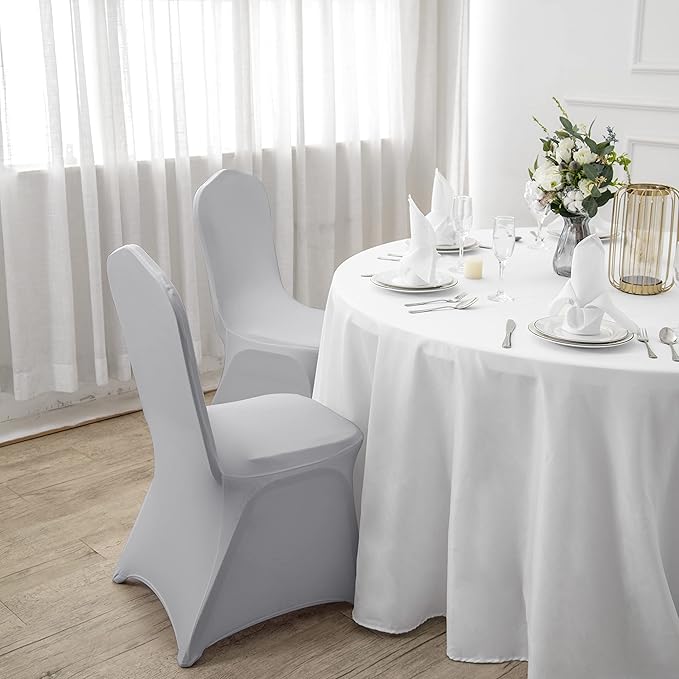 SuperO Waterproof Spandex Chair Cover 25PCS, Stretch Dining Chair Covers, Polyester Outdoor Chair Covers, Protector Stretch Chair Cover for Party Universal, Banquet, Wedding Event, Hotel(Silver)