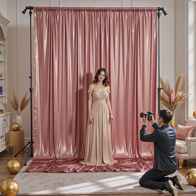 20x10FT Rose Gold Sequin Backdrop Curtain for Party - 4 Panels 5x10FT Wrinkle-Free Shimmer Drapes for Birthday, Wedding, Christmas, Decorations & Photography
