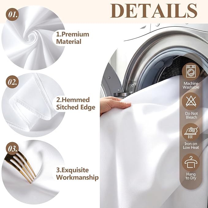 Shillance 4 Pack White Square Tablecloth for 34x34 Inch Card Table Cover Waterproof Oil-Proof Spill-Proof Polyester Square Fitted Tablecloth for Wedding Parties Display Trade Show