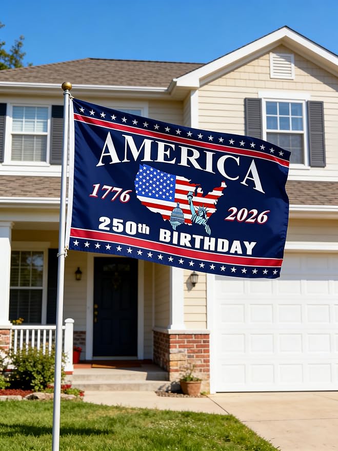 250 Anniversary USA Flag - 3x5 Ft Double Sided 3 Layers Patriotic Flags - 4th of July Decorations Independence Day American 250th Anniversary Flag 1776-2026 for Indoor Outdoor Decoration