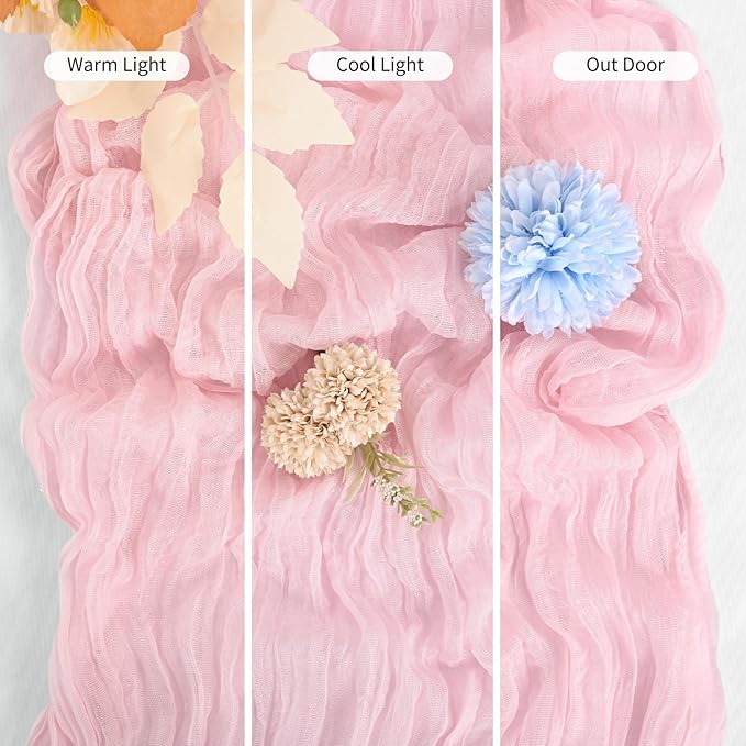 16 Pack Pink Table Runner 10FT Cheesecloth Table Runner Boho Gauze Table Runners Rustic Long Sheer Fabric Table Runners for Wedding Party Bridal Shower Farmhouse & Home Decor
