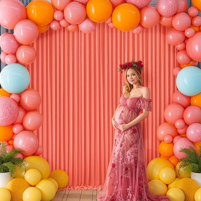4 Panels Orange Backdrop Curtain for Parties Wrinkle Free Photo Curtains Backdrop Drapes Fabric Decoration for Wedding Birthday Party Baby Shower 20ft(W) x 10ft(H)