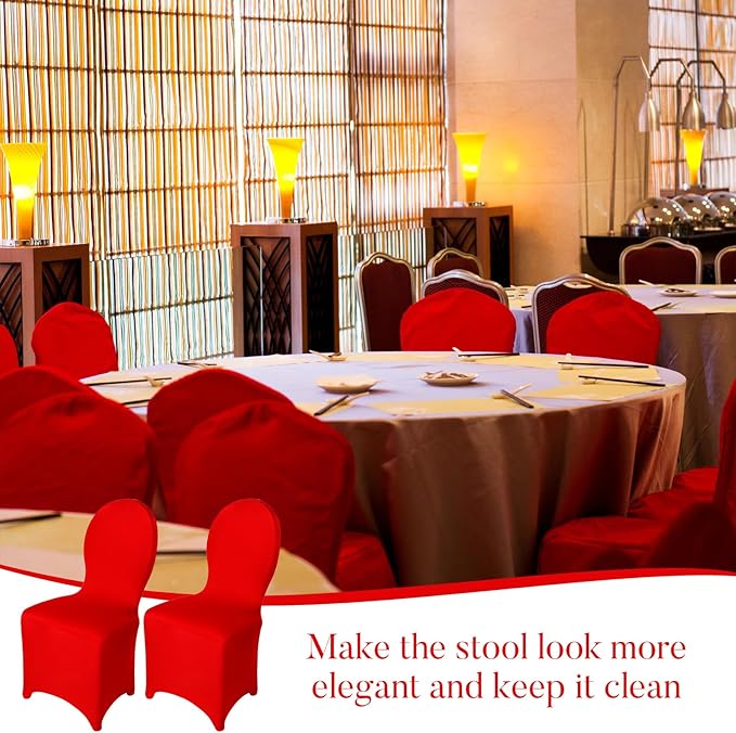 Moukeren 30 Pcs Wedding Chair Covers Spandex Folding Chair Covers Stretch Universal Polyester Fitted Seat Slipcovers for Wedding, Banquet, Celebration, Holidays, Dining Room, Living Room (Red)