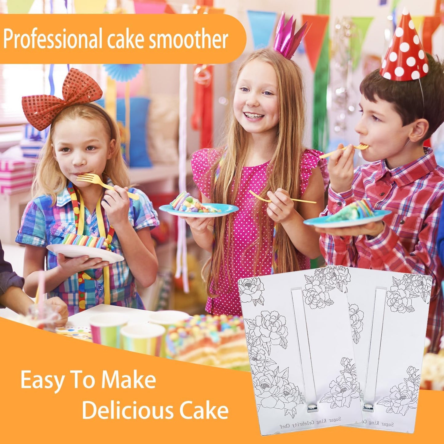 KALAIEN Fondant Smoother with Handle Acrylic Cake Smoother Tool for Icing fondant tools set-Square