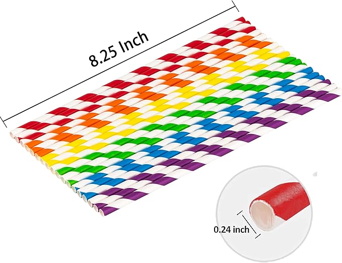 Paper Straws 400 Pack Biodegradable Colorful Striped Design 8.25" Straw for Everyday/Birthday Party/Baby Shower/Wedding/Anniversary and Parties, Long Lasting - by DuraHome (Colorful - 400pc)