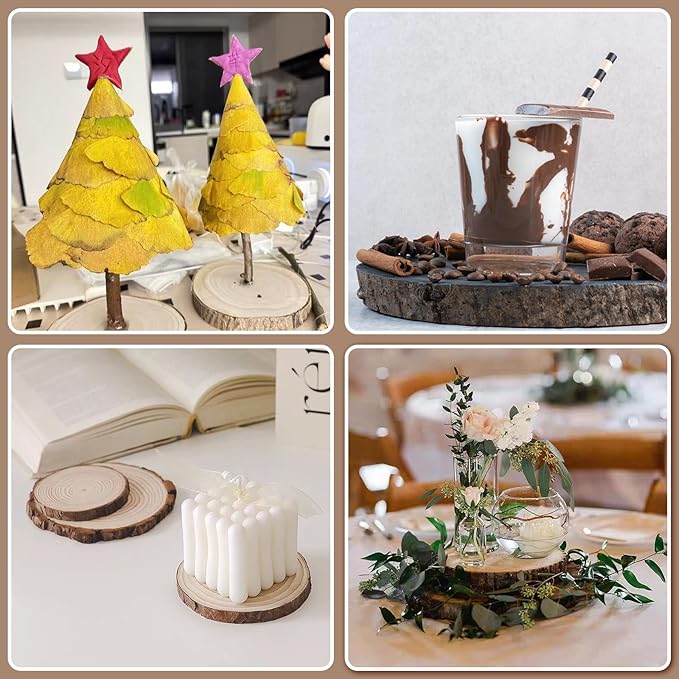 Wood Slices,Wood Slices for Centerpieces Table Decorations,Unfinished Rounds Wood for Crafts,Wood Slice for Rustic Wedding Decoration Projects, Natural Paulownia Wooden Slabs(10-11 inch 8 Pcs)