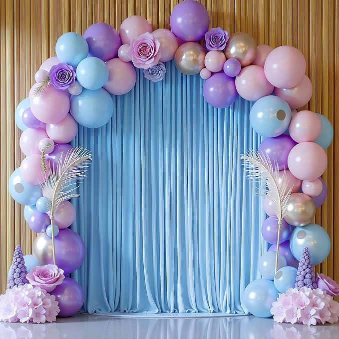 Wokceer Blue Backdrop Curtain for Wedding Parties 10x10FT Photo Polyester Backdrop Drapes for Wedding Photoshoot Baby Shower Birthday Party Curtains Photography Background 2 Panels 5x10FT