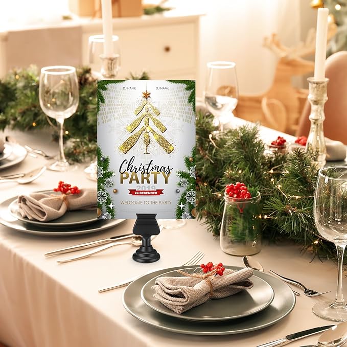 Kathfly 12 Pcs Wedding Table Number Holders 1.7 Inch Metal Black Mini Place Card Holders Bulk Harp-clip Table Sign Stands Card Holder Display Picture Memo Notes Menu for Restaurants Birthday Decor