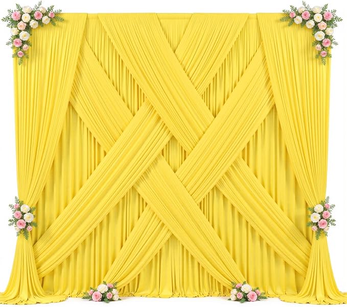 20ft x 10ft Yellow Backdrop Curtain for Parties Yellow Wrinkle Free Backdrop Drapes Panels for Birthday Party Baby Shower Wedding Photo Photography Polyester Fabric Background Decoration