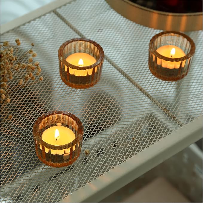 GOLDEAL Gold Round Tealight Candle Holders,Set of 24 Thick Glass Tea Light Candle Holder Decor,Candlestick for Wedding Decor,Party,Baby Shower Party,Bridal Shower Party,Table Centerpiece, Home Décor