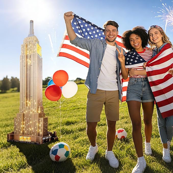 5.6 Ft Empire State Building Cardboard Cutout Life Size New York City Landmark Standee NYC Skyscraper Stand Up Backdrop Props for City Theme Party Decor Photo Booth Classroom Display