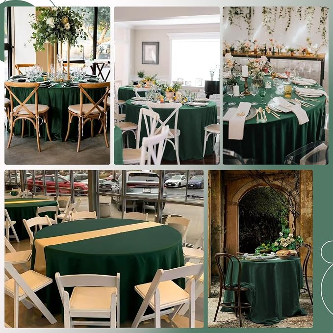 Pesonlook 12 Pack Round Tablecloth Hunter Green Polyester 90 Inch Washable Fabric Round Table Cover Hunter Green Tablecloth for Wedding/Party/Banquet/Dining/Buffet Table