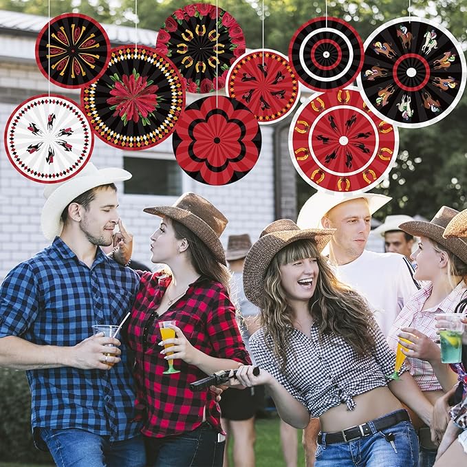 Outus 9 Pcs Horse Racing Paper Fans Derby Day Hanging Decorations Horserace Festival Party Paper Fans Hanging Ceiling Wall Decors for Racing Equestrian Themed Birthday Party Supplies