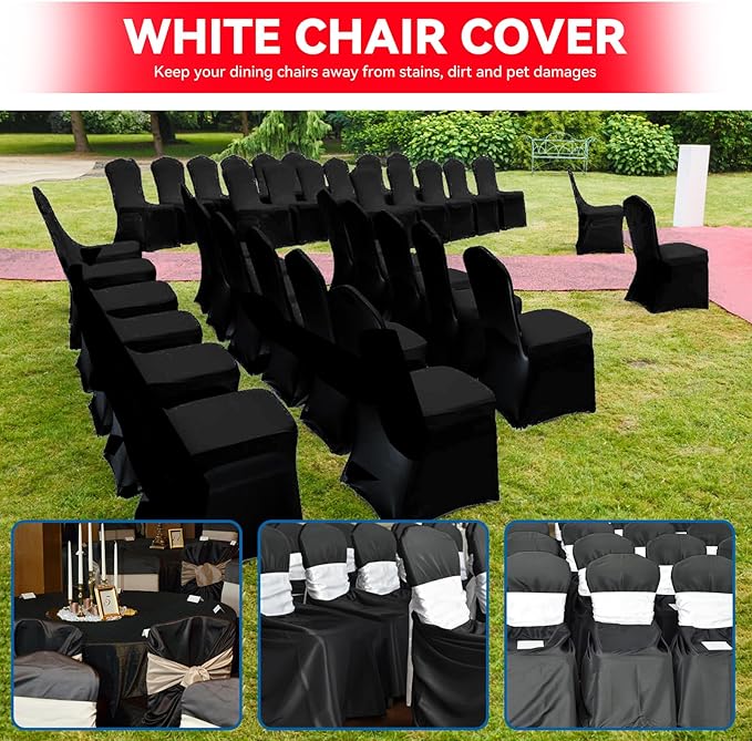 LIUJIAYI 30 Pcs Black Stretch Chair Covers - Premium Polyester Spandex Slipcovers for Wedding, Party, Banquet, Dining & Event Chairs