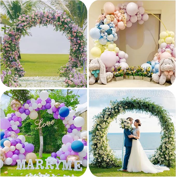Putros Round Backdrop Stand 8ft, Gold Circle Balloon Arch Frame, Metal Round Arch, Circle Backdrop Stand for Wedding, Birthday Party, Anniversary, Bridal Ceremony, Graduation Decoration