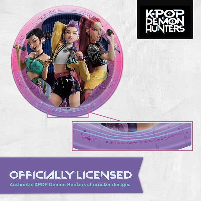 Unique KPop Demon Hunters Plates and Napkins for 32 | KPop Demon Hunters Birthday Decorations for Party | Officially Licensed