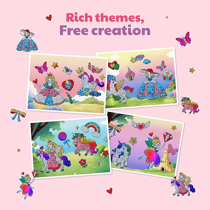 JoyCat 24 Pack Foil Craft Party Favors,No Mess Arts and Crafts for Kids,Goodie Bag Stuffers,DIY Creative Activity, Birthday Present for Girls Boys 4 5 6 7 8 9 Years Old(Unicorn)