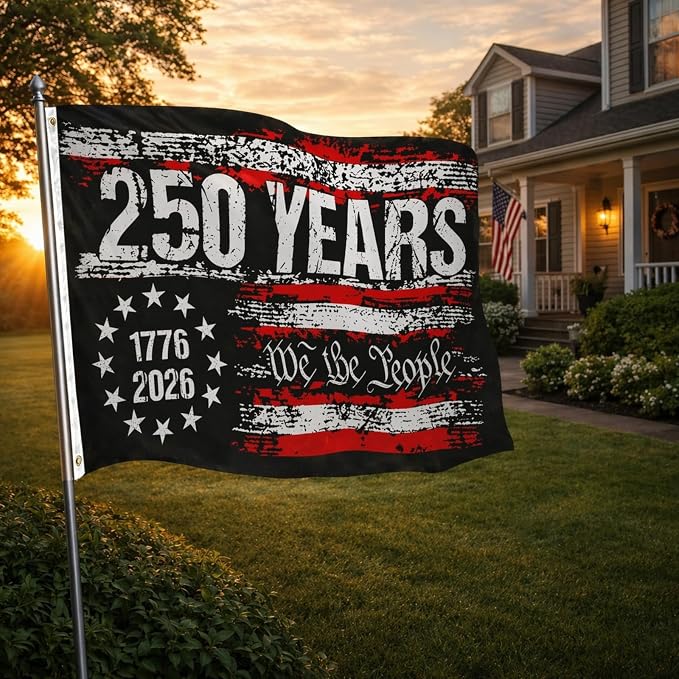 250th Anniversary USA Flag,250 Year American Anniversary Flag,3-Ply Patriotic 4th of July We The People 1776 Yard Flags For Outside 3x5 Ft Double Sided Outdoor