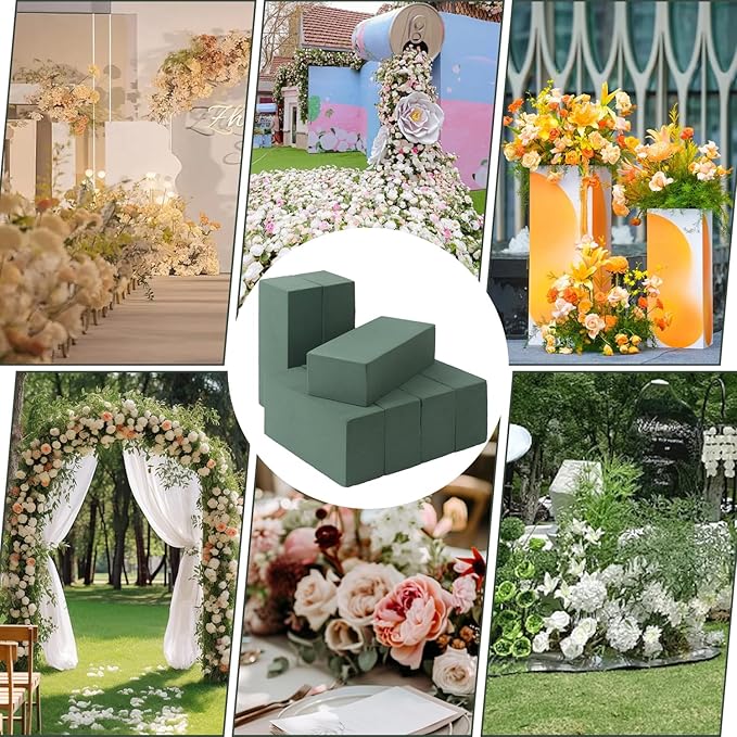IHDYPPEW 16 PCS Green Floral Foam Blocks, 7.8"L x 2.4"W x 3.54"H Floral Foam for Flower Arrangements, Dry and Wet Florist Foam for Flowers, Flower Foam Bricks for Flowers Business, Outdoor, Weddings