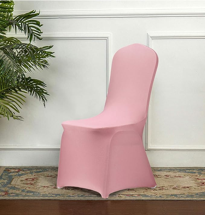 Peomeise Stretch Spandex Chair Cover for Wedding Party Dining Banquet Event (Dusty Rose, 6)