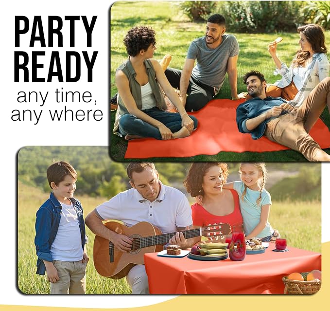 Party Solids 66% Thicker Premium Orange Plastic Table Cover Roll 40" X 300' Table Cloth Plastic Cover Roll Quality Thick Banquet Rolls Disposable Tablecloth Rolls Strong American Based Company