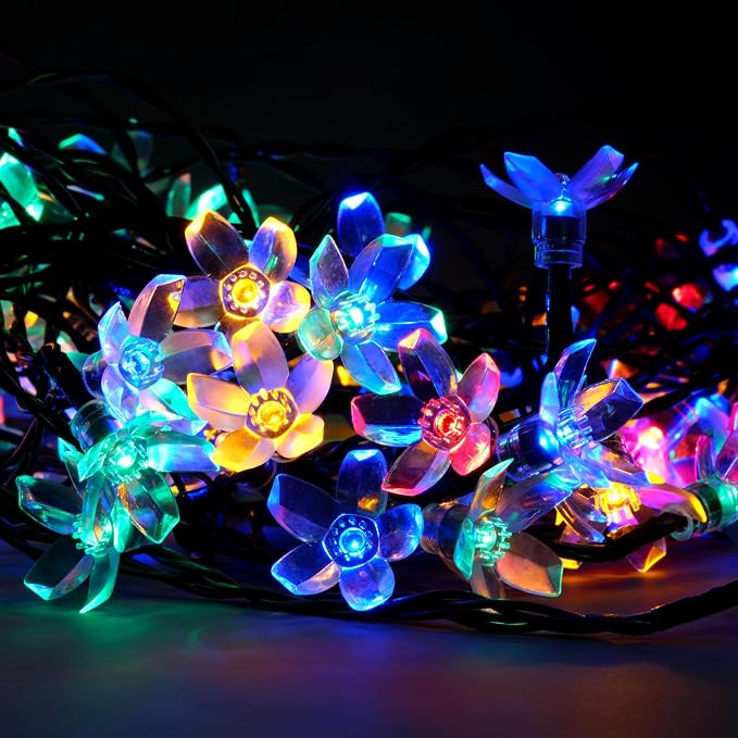 100 Multicolor Cherry Blossom LED String Lights, 33 ft 8 Models USB Powered | Sakura Light, USB Port, Multimode Lighting, 33' Total Length, 1-Strand 100 Lights, 4" Spacing
