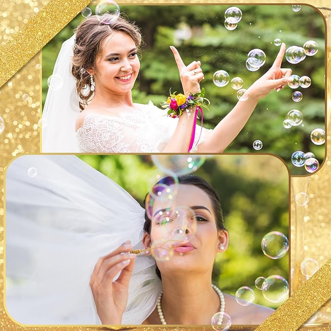 Shappy 100 Pcs Wedding Bubble Bulk Wedding Party Favors Bubble Wand for Guests Send Off for Bridal Shower Anniversaries Celebration Goody Bag Stuffers Filler(72 Pcs,Champagne)