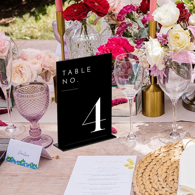 JINMURY Wedding Black Table Numbers 1-30 with Stands, 5"x7" Black Acrylic Table Numbers with White Font for Wedding Party Reception (1-30, 5"x7")