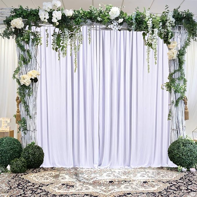 10ft x 10ft White Backdrop Curtain for Parties Wedding White Wrinkle Free Backdrop Drapes Panels for Baby Shower Gender Reveal Birthday Photo Photography Polyester Fabric Background Decoration