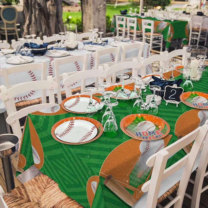Baseball Party Supplies Kit for 24 - Complete with Dinner & Dessert Plates, Napkins, Cups, Banner & Tablecloth Baseball Birthday & Gameday Celebrations,Baseball Party Decorations & Favors