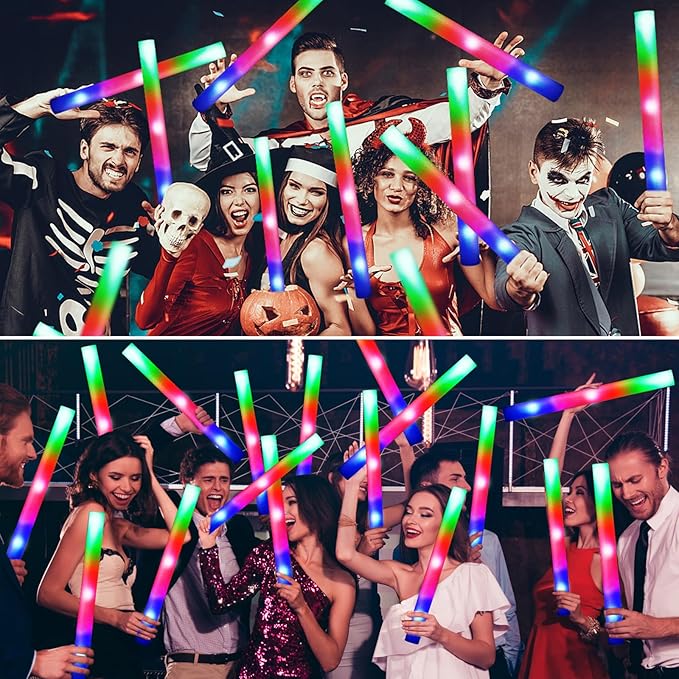 217 PCS Glow Sticks Bulk Party Pack, Foam Glow Sticks, Glow In The Dark Party Supplies, Foam Light up Sticks with 3 Modes Colorful Flashing, Foam Glow Sticks Bulk for Wedding, Party, Birthday, Raves