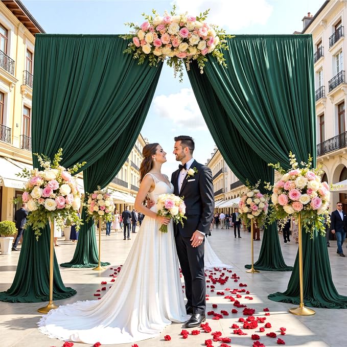 30ftx15ft Hunter Green Backdrop Curtains for Parties, Wrinkle Free Polyester Hunter Green Photo Backdrop Drapes 6 Panels 15 ft Long Back Drop Cloth for Wedding Birthday Photography Background Party