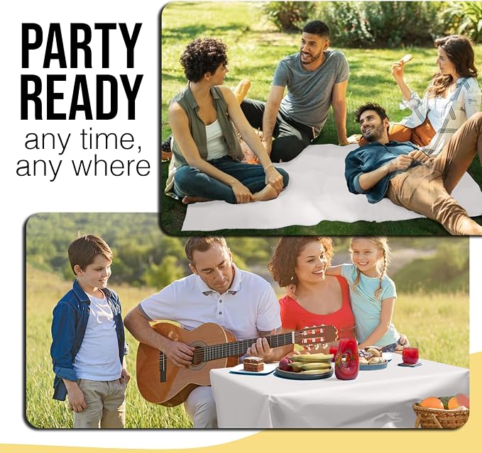 Party Solids 66% Thicker Premium White Plastic Table Cover Roll 40" X 300' Table Cloth Plastic Cover Roll Quality Thick Banquet Rolls Disposable Tablecloth Rolls Strong American Based Company