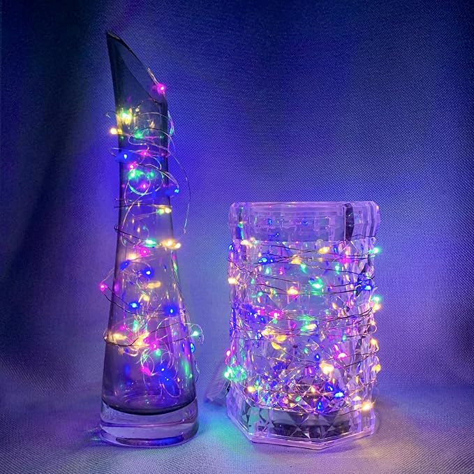 12 Pack Rainbow Fairy Lights 7Ft 20 LED Twinkle String Lights 3 Modes Battery Operated Waterproof Firefly Starry for Mason Jar Party Wedding Easter Valentines Day Table Centerpieces,Pastel