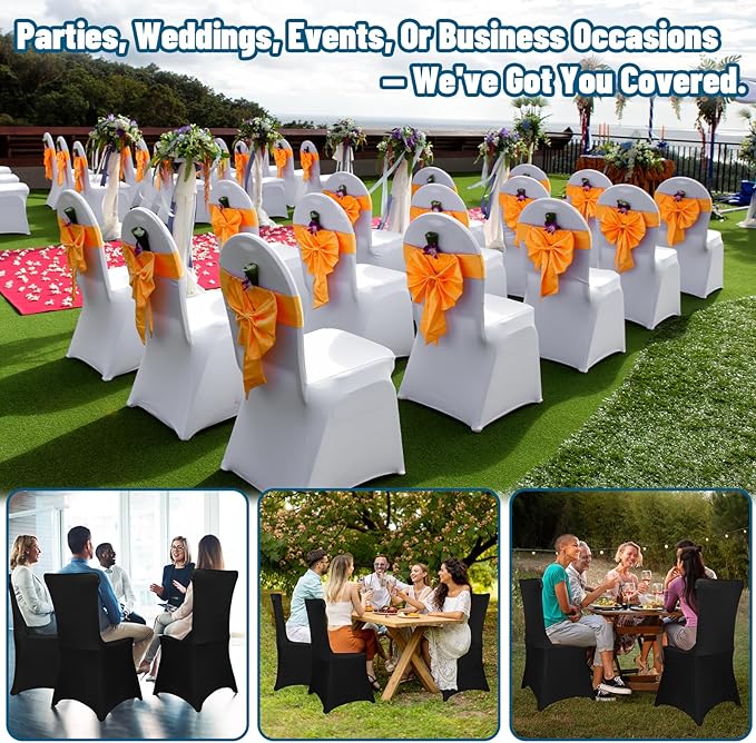 30 PCS Stretch Spandex Chair Covers for Party, Washable Reusable Dining Universal Fitted Removable Chair Cover for Wedding, Holidays, Banquet, Hotel, Celebration