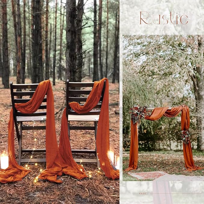 30 Pack Terracotta Table Runner 10Ft Cheesecloth Table Runner Boho Gauze Table Runners Romantic Long Sheer Fabric Cheese Cloth Table Runners for Wedding Party Bridal Shower
