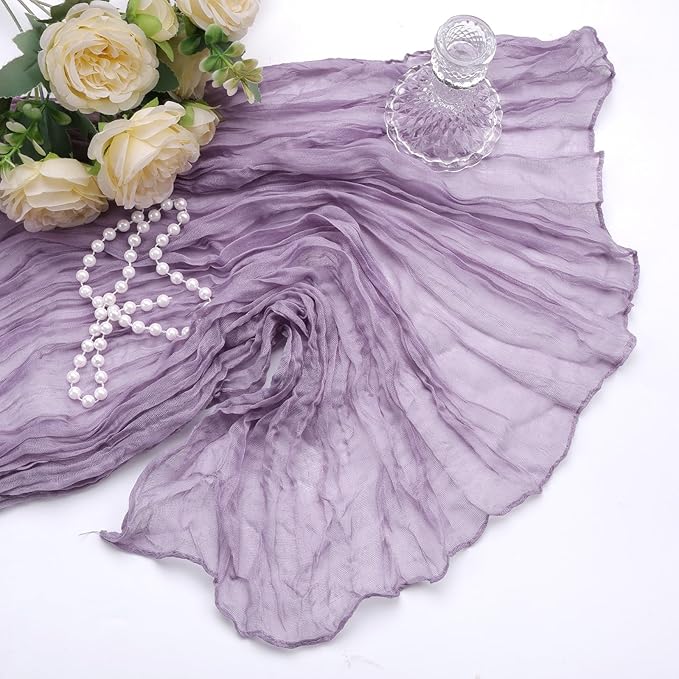 6 Pack Grape Purple Cheesecloth Table Runner 10Ft Gauze Cheese Cloth Table Runner 35x120 Inch Boho Sheer Rustic Fabric for Party Decor Baby Shower Wedding Centerpiece Home Table Decorations