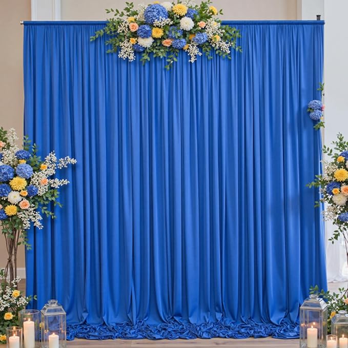 50ftx10ft Wrinkle Free Royal Blue Backdrop Curtains for Parties, 10 Panels 5x10ft Silky Polyester Photo Backdrop Drapes for Weddings Birthday Party Photography Background Curtains
